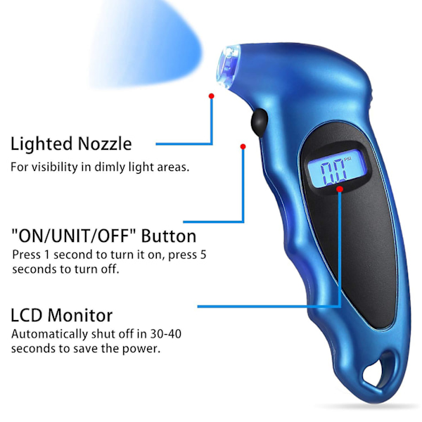 Digital Dekktrykksmåler 150 Psi For Bil Lastebil Sykkel
