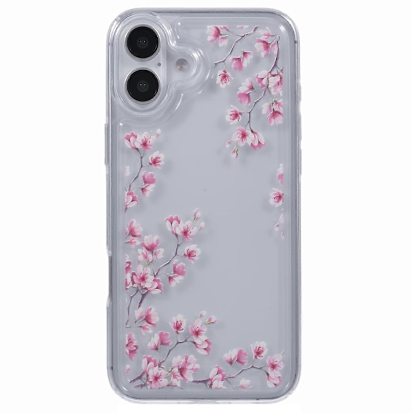 TPU-etui med blomsterprint og luftdæmpningsdesign til iPhone 16 Plus