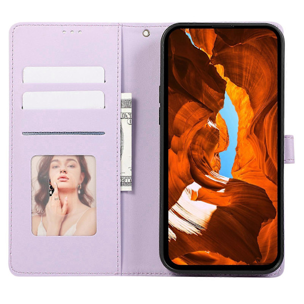 Til iPhone 15 Pro Etui Splejset Præget Rombe Stødsikkert Læder Telefoncover