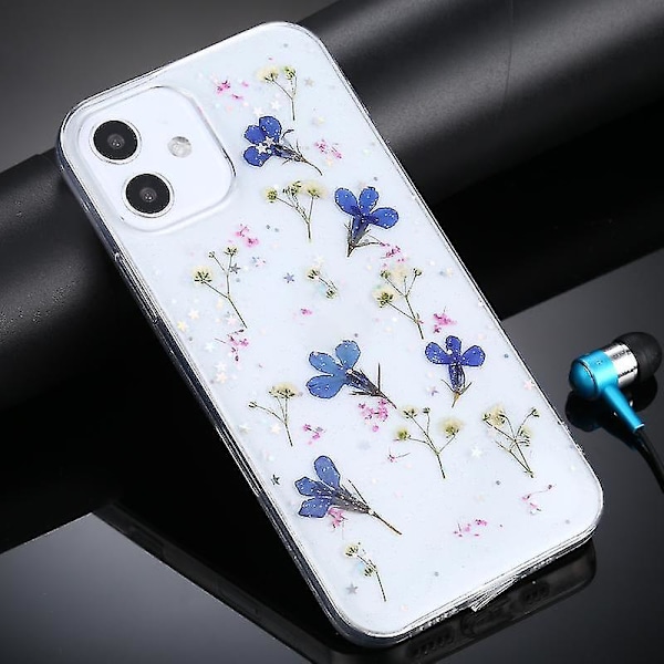 Til Iphone 12 Mini Gypsophila Blomster Mønster Tpu Beskyttelsesetui (blå)