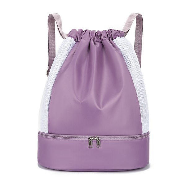 Kuntosalilaukku kiristysnyörillä, vedenpitävä reppu purple