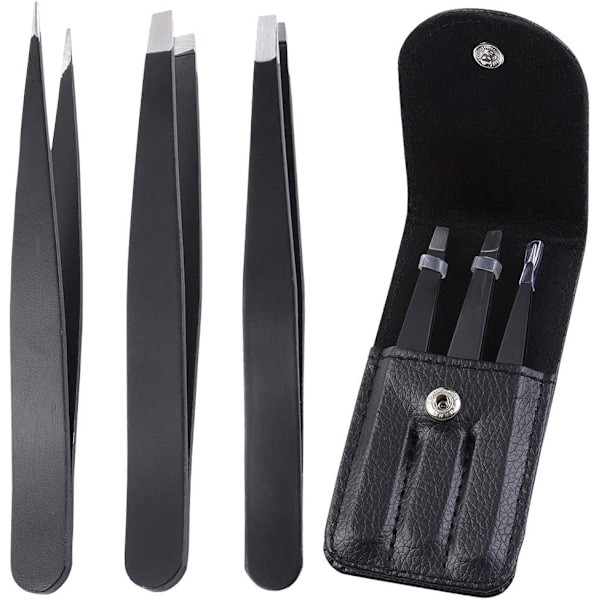 3-pack Professionella Eyebrow-Pincetter i Rostfritt Stål