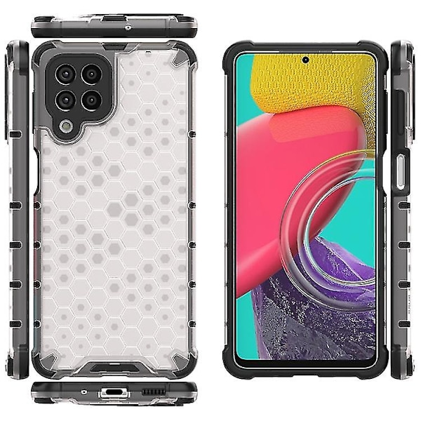 Stødsikkert Honeycomb PC + TPU telefoncover til Samsung Galaxy M53 5g (blå)