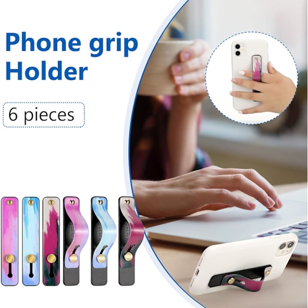 6 Stycken Telefon Grepphållare Mobiltelefon Grepprem Teleskopisk Fingerrem Ställ Universal Fingerstöd för De Flesta Smartphones (Drömmande Färger) Dreamy Colors