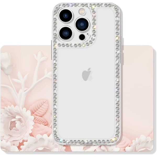 1 stk. Kompatibel med iPhone 13 Pro Max Klar Case Sød til Kvinder Piger Bling Diamant Glitter Rhinestone Sparkle Skinnende Kofanger Design Blød Silikone Lux