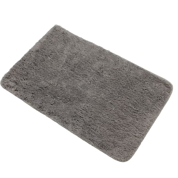 Badematte 50x80 cm myk og fluffy, sklisikker, absorberende (mørk grå)