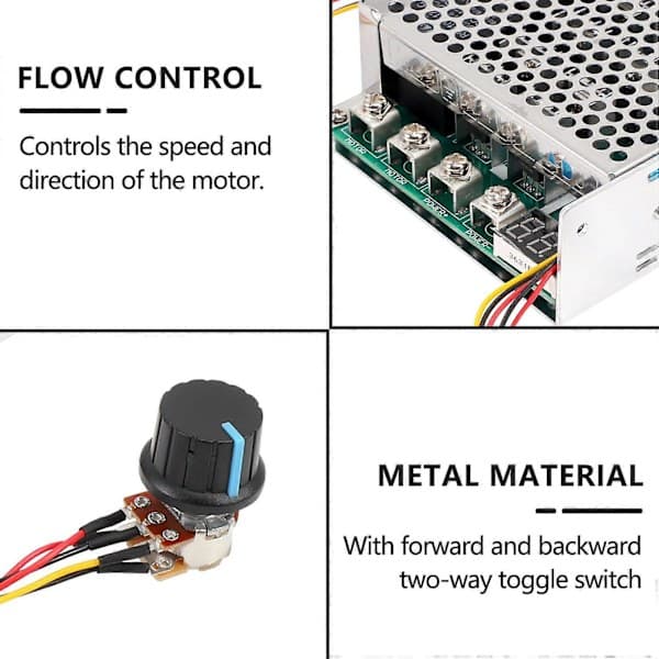 DC 10-55V 100A 3000W Motorhastighetskontroller Reversibel PWM-kontroll Fremover- og bakoverregulator Sølv