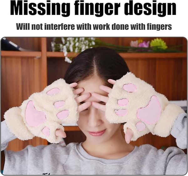 Par Barn Katt Tass Vantar Flickor Vinter Varma Vantar Plysch Varma Fingerlösa Vantar Vindtäta Varma Vantar Vit