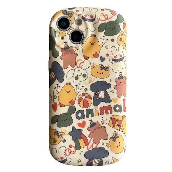 Til iPhone 14 Cover Dejlige Cirkusdyr Flydende Silikone Anti-ridse Telefoncover
