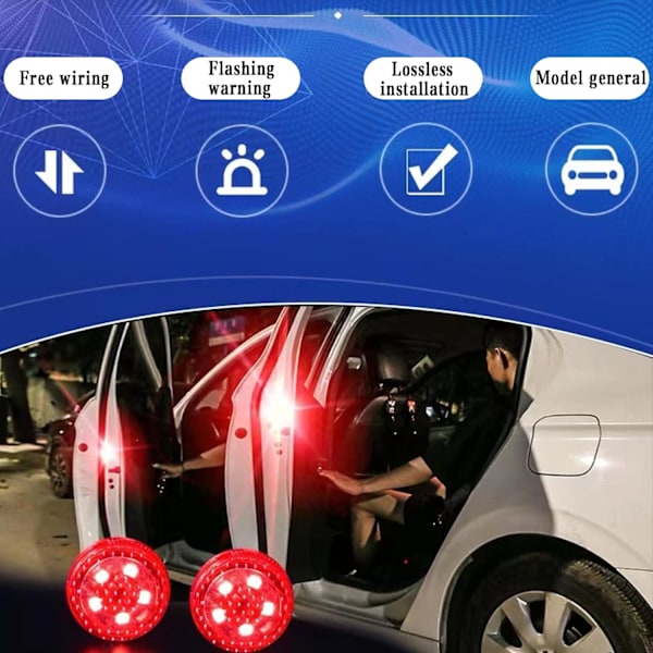 4 kpl Auton Ovien Turvallisuus LED-Varoitusvalo 12V Langaton LED-Vilkkuminen Kolarivaara-valo red