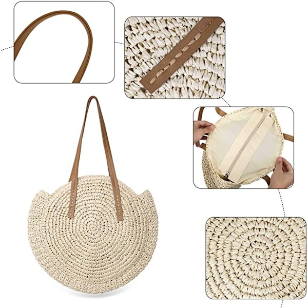 Halmstrandtaske sommer strandtaske rund