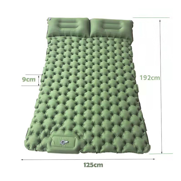 Itsestään täyttyvä retkipatja: paksu ja kevyt kahden hengen retkipatja, joka voidaan kiinnittää retkialustaksi ja kompaktiksi retkipatjaksi Olive Green-2 Double sleeping pad