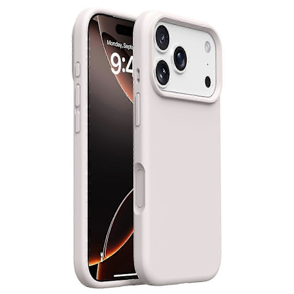 iPhone 17 Pro Max Skal Mjukt Mikrofiberfoder, Flytande Silikon + PC-skydd Antikvit Antique White