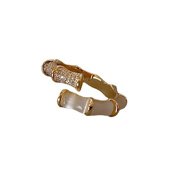 Geometrisk Type Indlagt Zirkon Åben Bambus Design Ring