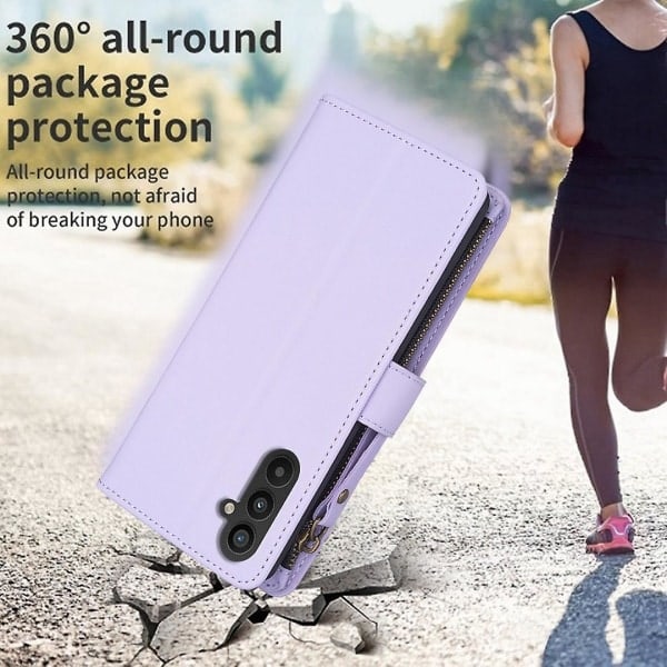 För Samsung A34 5G Solid Färg Blixtlås Fodral Case Bf19 Stil Lila Lila Stil F Samsung Galaxy A34 5G