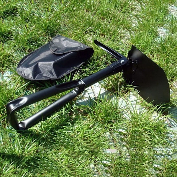Fällbar militär spade med yxa och såg för camping