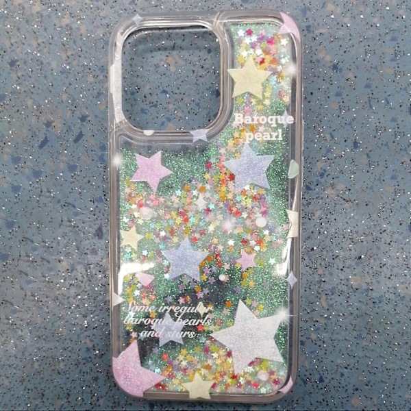 iPhone 14 -koteloon nestemäinen hiekka, värikkäät tähdet, glitterjauhe, TPU-iskunkestävä puhelinkuori