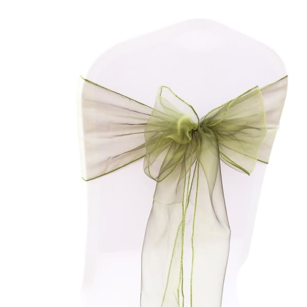 25 st Organza Sashar Täcker Tulle Båge Sash Tie Band Bröllop Fest olivgrön olive green