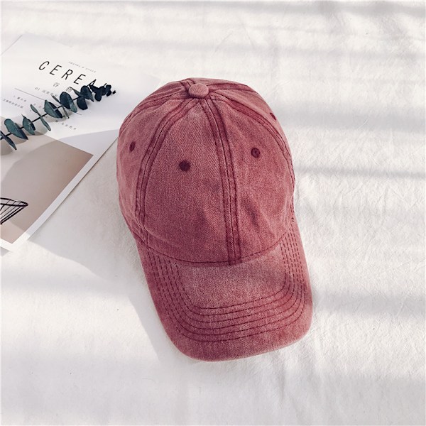 Andetunge-caps vaskbar solid baseballcaps for menn, fritid wine red