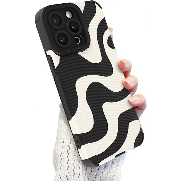 iPhone 15 Pro Max Skal, Sött Zebra Vågmönster Design Skal för Kvinnor Flickor Mjuk TPU Stötfångare Anti-Repor Stöttåligt Fullständigt Kameraskydd Skal