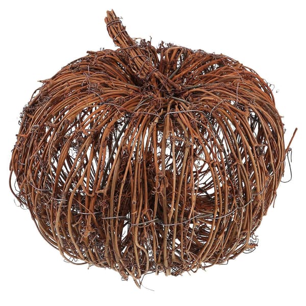 Håndvævet Rattan Græskar Ornament - Rustik Halloween Borddekoration, Bondegårds Efterårs Hjemmeindretning