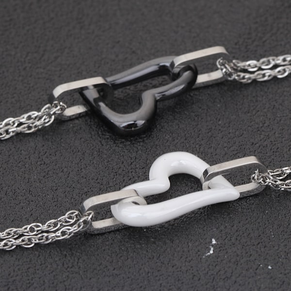 Mode Ferskenhjerte Zirconia Rustfrit Stål Armbånd white