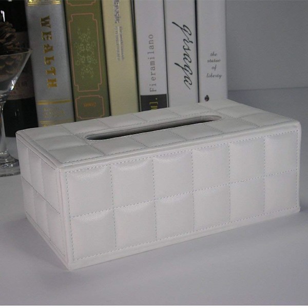 Falskt Läder Vävnadslåda Vävnadsdispenser, 25*14*9.5cm (Vit)