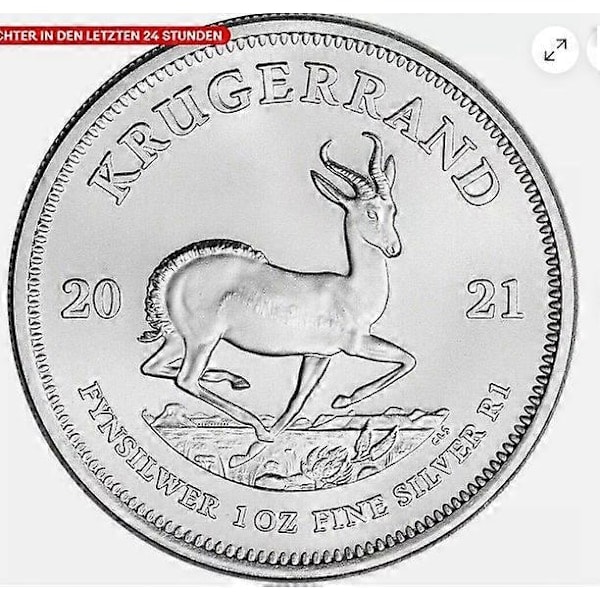 Krugerrand 2021 Silvermynt 1oz Silver Ag 999 Sydafrika 1 Rand Springbock [HK] style7870