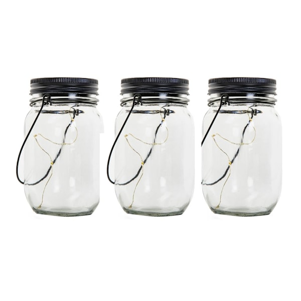 3 Solcelle Lys Mason Jar 8 LED Solcelle Glas Lys Lanterne Terrasse