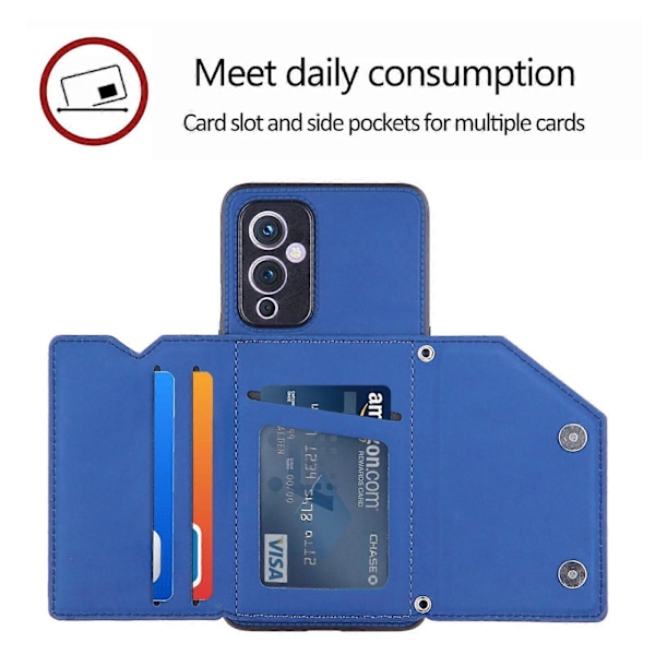 For OnePlus 9 Hudfølelse PU + TPU + PC Bagside Stødsikkert Etui med Kortlommer & Holder & Fotoramme