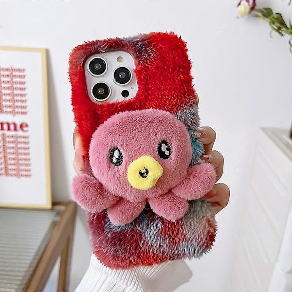 For iPhone 14 Pro Max Blekkulf Plysj TPU Telefondeksel