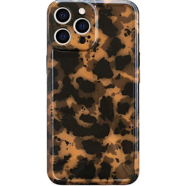 iPhone 13 Pro Max Skal Sköldpadda Gepard Leopardtryck Sött Trendigt Djurmönster Design Flexibelt Mjukt TPU Skyddande Kvinnor Flickor Brun Stötsäker