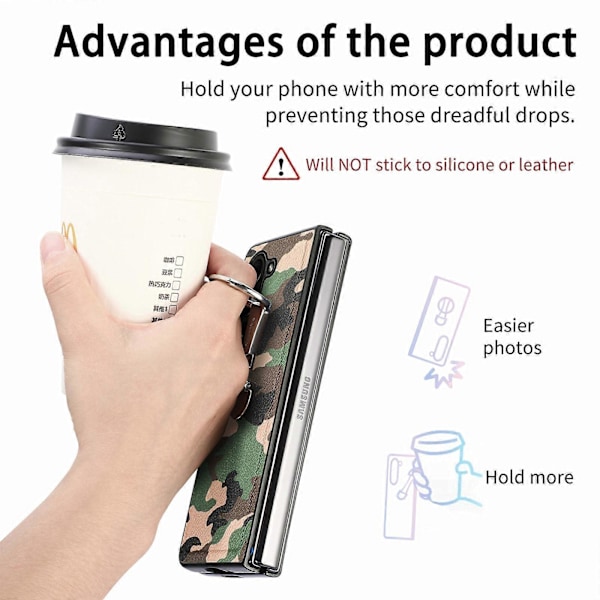 Etui til Samsung Galaxy Z Fold 5 med ring, læder camouflage telefonetuier kompatible med Samsung Galaxy Z Fold5