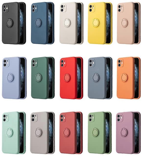 Silikon telefondeksel med ringstativ for iPhone 14 Plus