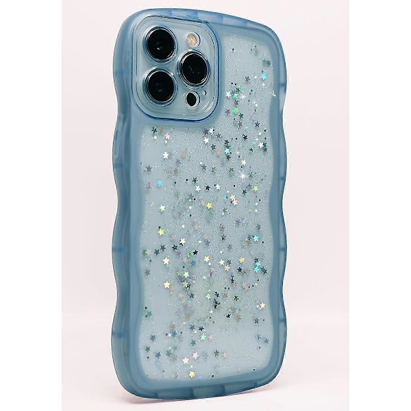 för iPhone 14 Skal 6.1\" Lockig Vågkant Design Transparent Bling Glitter Stjärna Glänsande Skal Sött Klart Transparent Fullt Skydd Mjuk TPU Stötsäker Ph