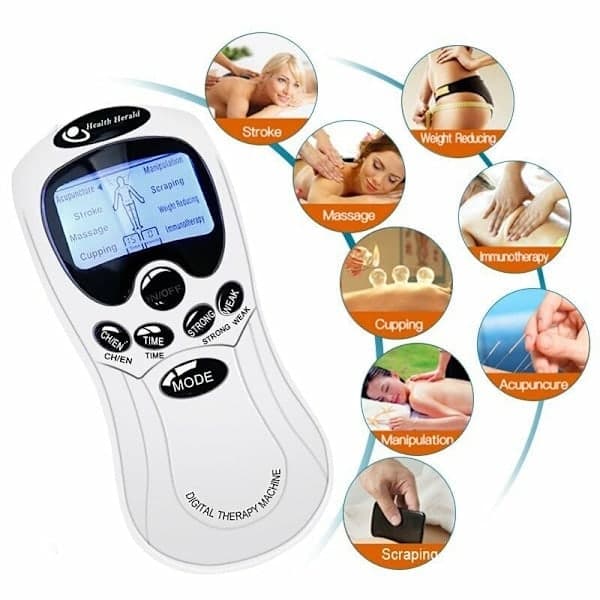 TENS-enhet, EMS, 8-i-1 stimulering, smertebehandling, elektroterapi massasje DHL