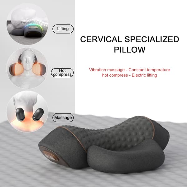 Elektrisk nackmassagekudde med värme, vibrerande shiatsumassage för smärtlindring, cervikal, ortopedisk kudde Singl_max Single Space Gray Single Space Gray