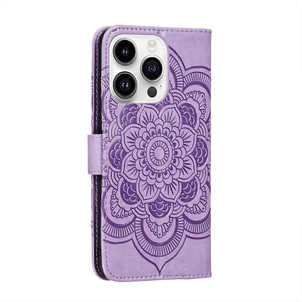 Mandala Läder Telefonfodral För iPhone 15 Pro
