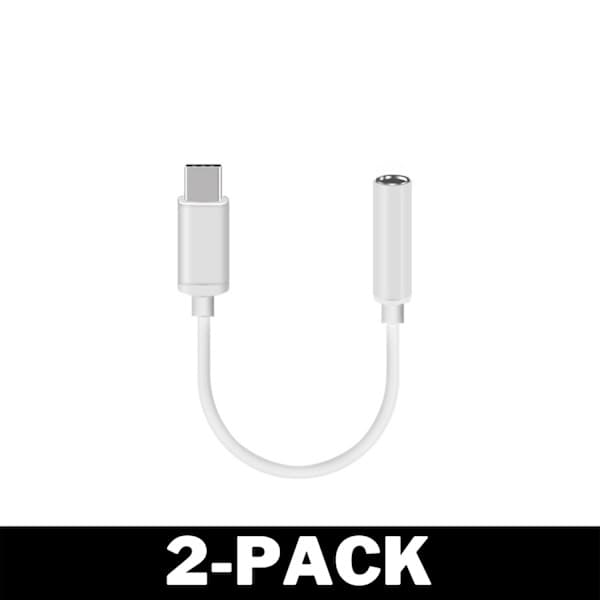 Digital USB-C til 3,5 mm AUX-adapter - Kompatibel med alle nye telefoner, 2-pakning 2-pakning 2-Pack