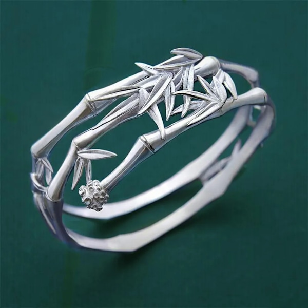 Eksklusiv Kunst Retro Dame Armbånd med Sølv Inlagt Bambus