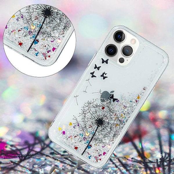 Glitter Bling Pulver Rörlig Sand Skal med Mönstertryck TPU Telefonfodral för iPhone 15 Pro Max