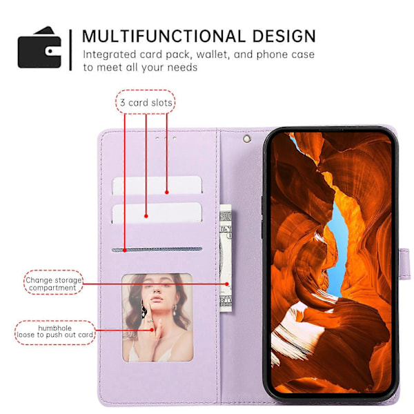 Til iPhone 15 Pro Etui Splejset Præget Rombe Stødsikkert Læder Telefoncover