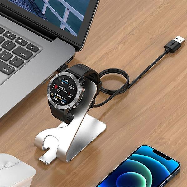 Til Garmin-Forerunner 55 Smartwatch Opladerholder Ladestation Dockingstation Sølv Silver