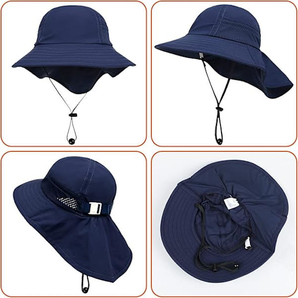 2 Pakkaa Taaperon Auringonhattuja, Säädettävät Rantahatut gray+blue M