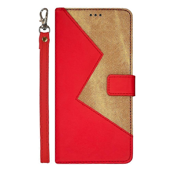 For OnePlus 13 Etui Kortpladser Splejsning Farve Læder Telefon Cover - Rød