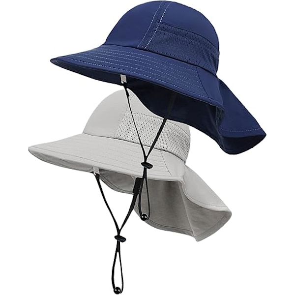 2 Pakkaa Taaperon Auringonhattuja, Säädettävät Rantahatut gray+blue M