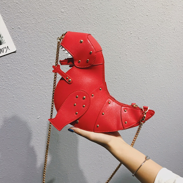 Dinosaurformet Crossbody Skuldertaske Dame Pu Læder red