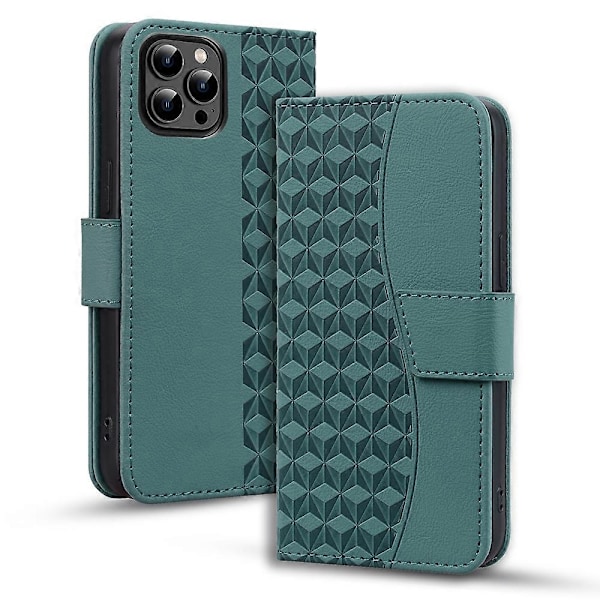 For iPhone 13 Pro Max Business Diamantspænde Læder Telefoncover med Lanyard