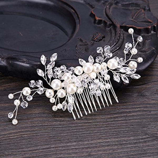 Brude Blomster Side Barrette Perle Brudehovedpynt