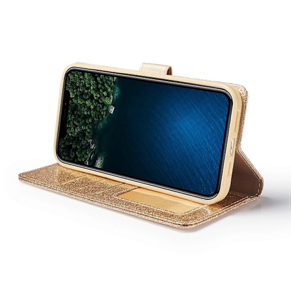 Glitterpulver Kärlek Läder Telefonfodral för iPhone 13